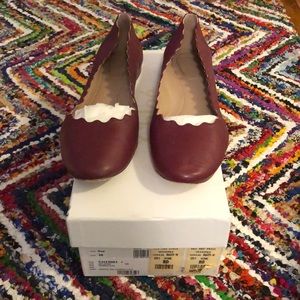 Chloe Lamb Ballet Flats - Wine